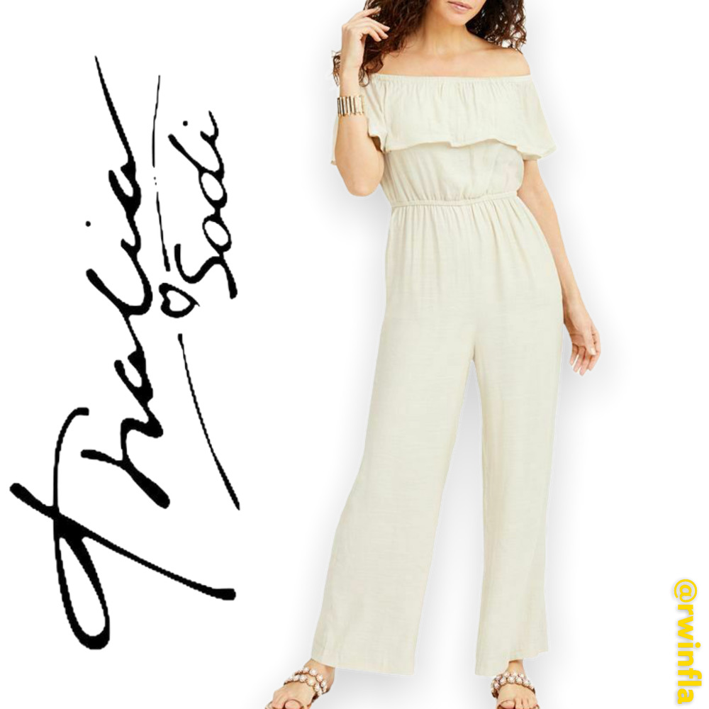 Thalia Sodi Off Shoulder Jumpsuit Ruffle One Piece